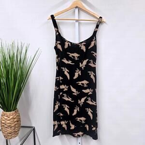 Vintage Daniel‎ K Trendy Black Slip Dress with Animal Print Shoes Medium